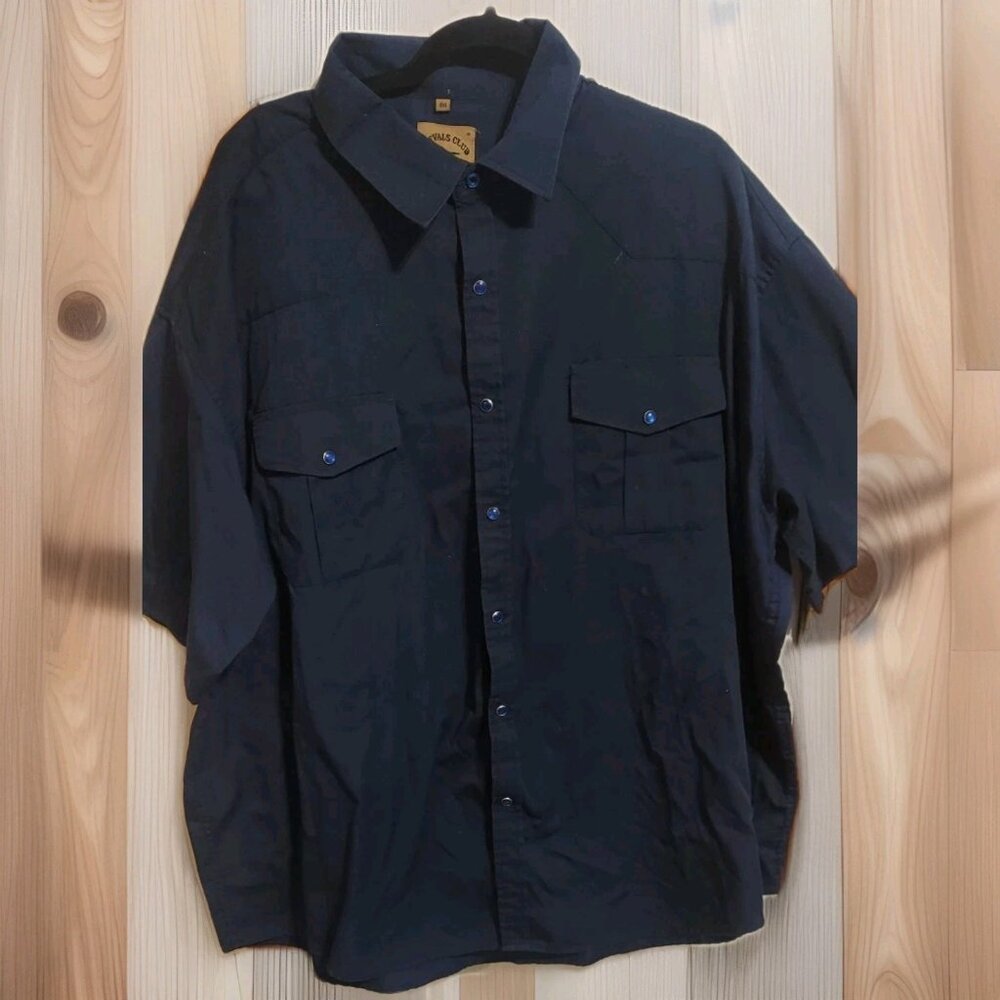 Pearl Snap Blue Short Sleeve Coevals Club Flap Pockets Size 4XL‎